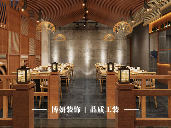 杭州日式料理店装修,原木风装修,日式料理店设,商业空间装修